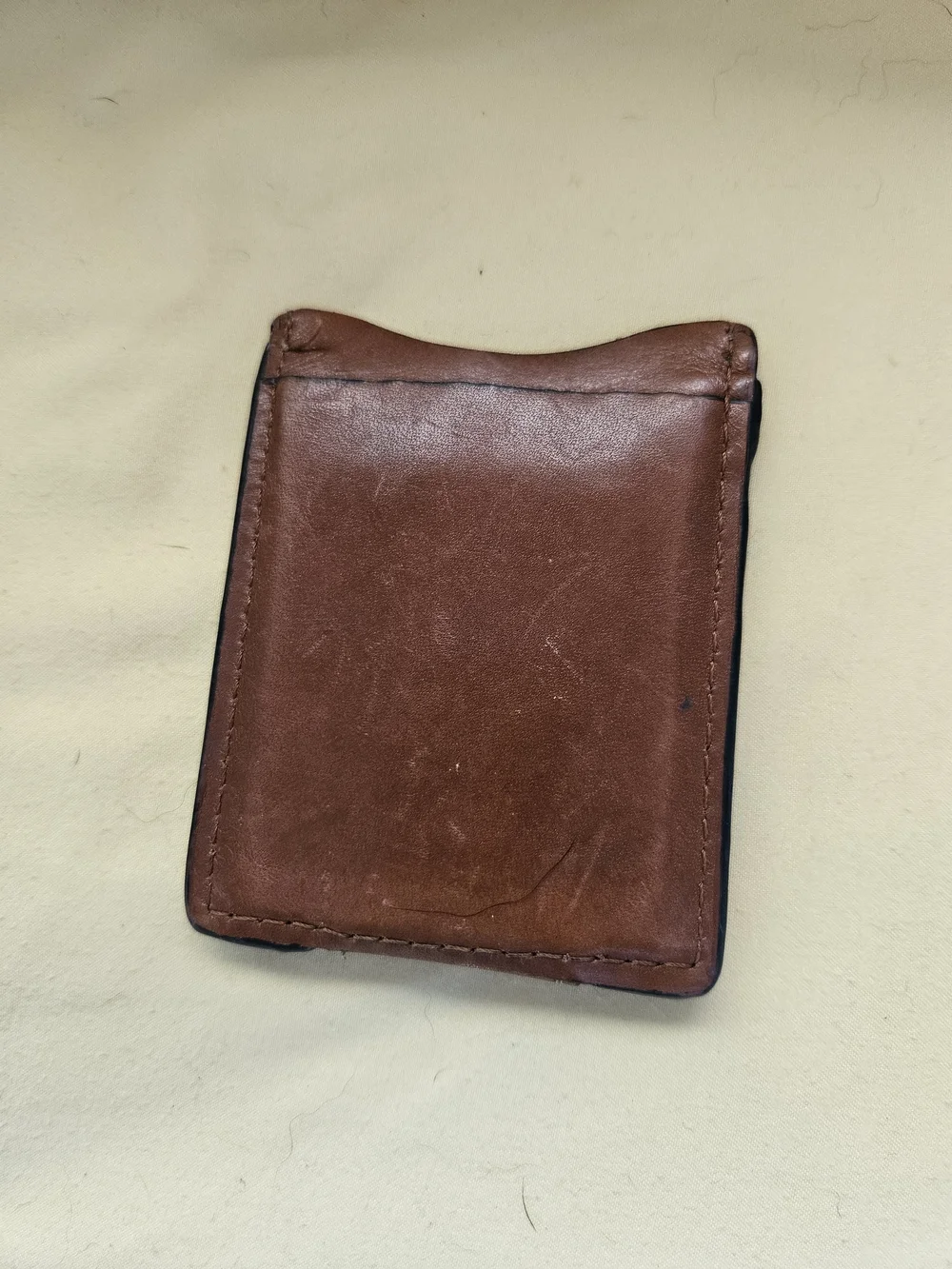 Brown Leather Magnetic Money Clip Card Holder